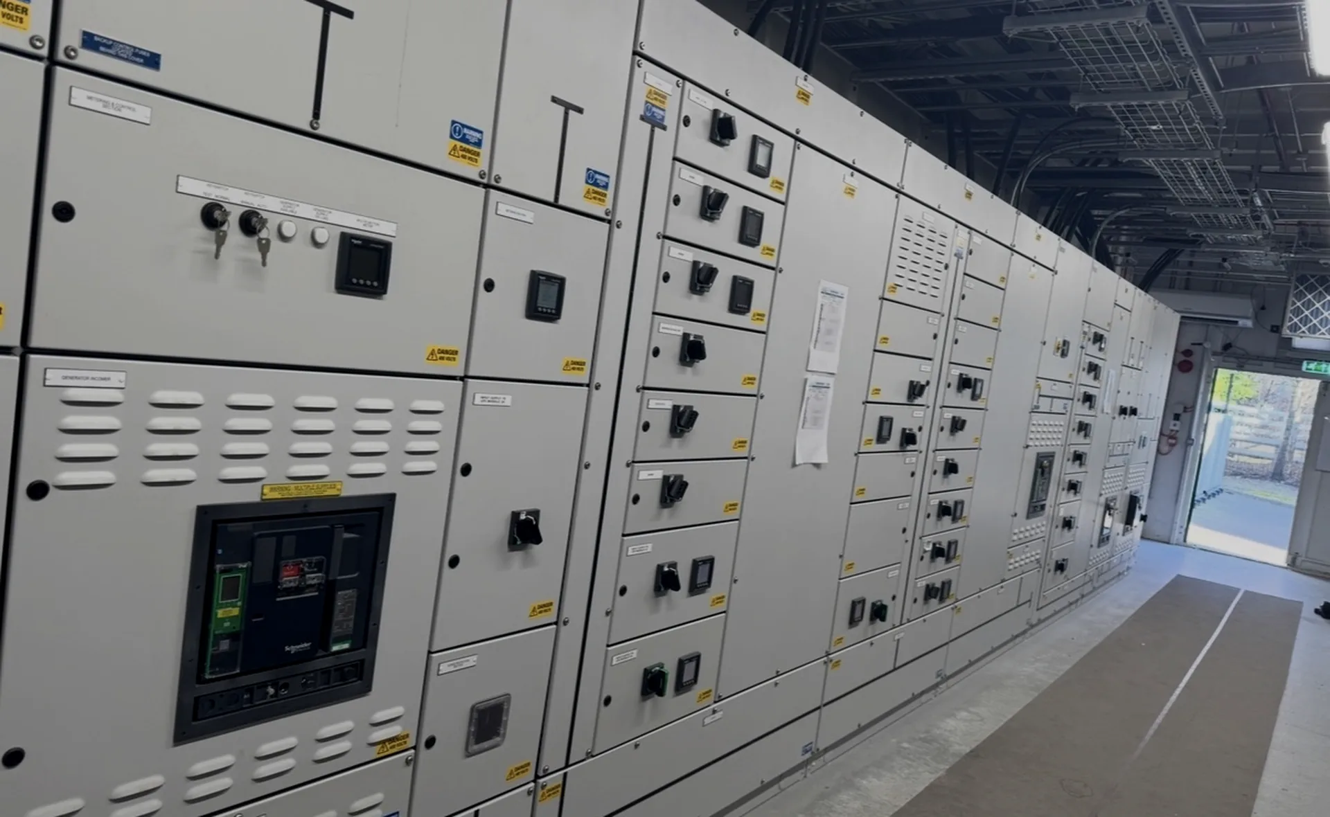 A low-voltage switchboard lineup in a data centre switchroom