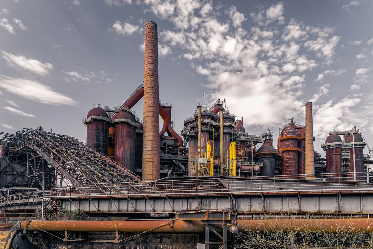 A blast furnace complex at a steelworks plant